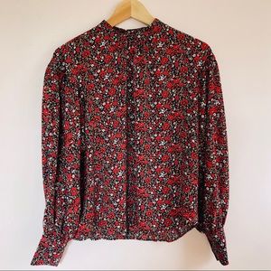 Banana Republic Bishop Sleeve Floral Print Blouse
